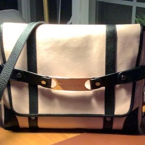 Bulgari messenger bag, canvas and black leather straps, pristine condition